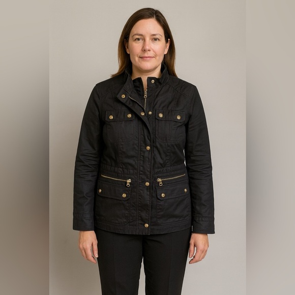 Tommy Hilfiger Women’s Navy Utility Rain Military Jacket Coat Black Blue Small - Picture 1 of 10